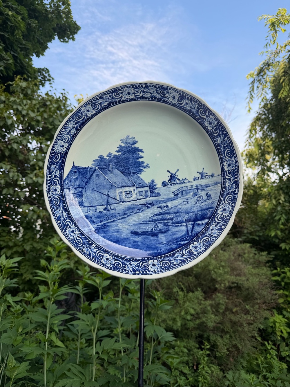 Delft Boch Charger 15.5” Width As Is Glaze Flaws Windmills Dutch Royal Sphinx